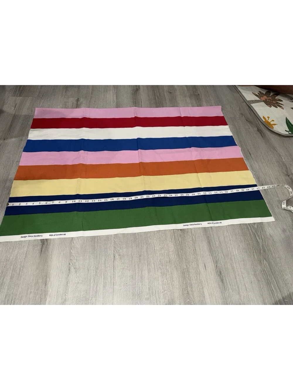 2-Piece IKEA Darja Nordberg Multicolor Striped Fabric Remnant Lot
